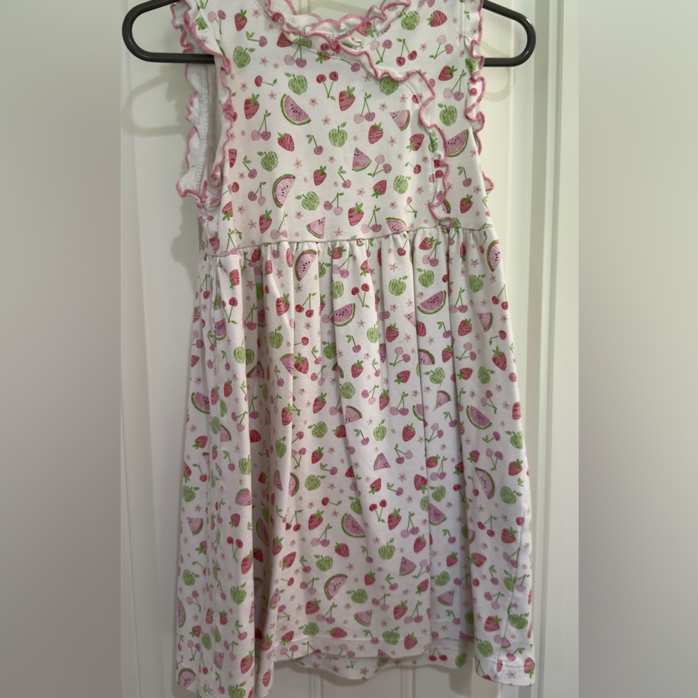 Kissy Kissy White Dress with Pink and Green Fruit Pattern